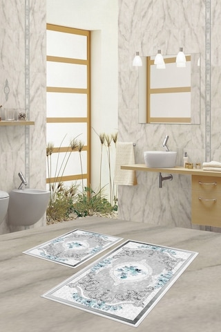 West Home Dijital Baskı Yıkanabilir Kaymaz Taban Salon Halısı Mutfak Halısı Yolluk Ve Banyo Paspası Wh 031 Grey
