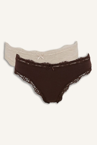 Defacto Fiyonk Ve Dantel Detaylı Ribana 2li Slip Külot I4131ax26aubg588 Bej-bg588