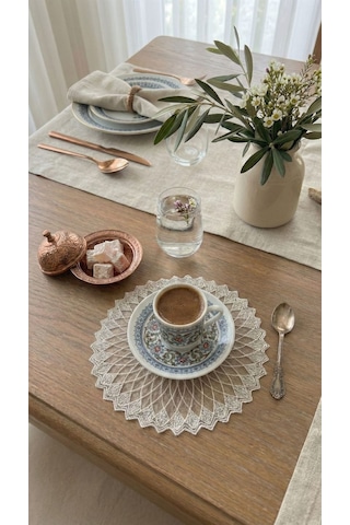 6 Adet Sunumluk Peçete,kokteyl Peçete,kahve Yanı Sunum Peçetesi,sunumluk,bardak Altlığı 16 Cm Gümüş Gri- Krem