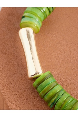 Jimmy Key Jimmy Key Yeşil Şerit Detaylı Boncuklu Doğal Taş Bileklik 6sw347530300