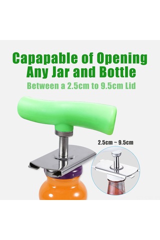 Samdoo Paslanmaz Çelik Kavanoz Açacağı - Her Boyutta Kavanoz Ve Şişe İçin Pratik Mutfak Aleti, Yeşil Gümüş