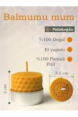 12 Adet Sarma Tealight Mum 3,5cm X3cm Doğal Petek Balmumu Mum Siyah