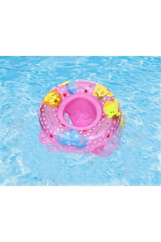 0-3 Yaş 50 Cm Pembe Oturaklı Bebek Şişme Deniz Simidi, Çocuk Deniz Can Simidi, Bebek Yüzme Koltuğu Pembe
