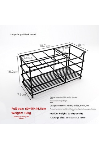 Shineyee Stanyum Çelik Banyo Organizer: Elektrikli Fırça Ve Macun Tutucu, Delme Yok Kurulum, 6 Bölmeli Siyah Dolap Diğer