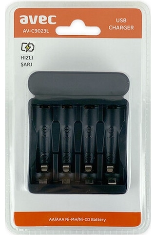 Avec Av 9323L Aa/Aaa 4 Lü Otomatik Hızlı Usb Şarj Cihazı