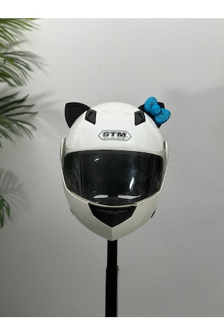 Motor & Motosiklet Petrol Mavi Fiyonklu Siyah Kedi Kulak Kask Dış Aksesuarı Diğer