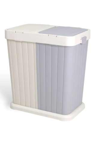 2 Bölmeli Kirli Temiz Çamaşır Sepeti 80 Lt Krem-gri Gri - Krem