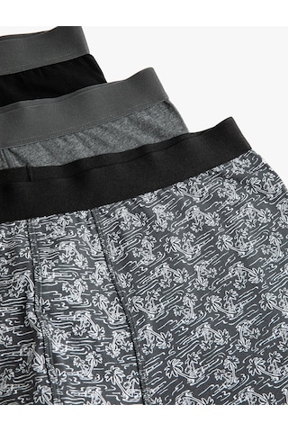 Koton 3'Lü Boxer Seti Palmiye Baskılı Çok Renkli Siyah 4Slm90025Mk Siyah