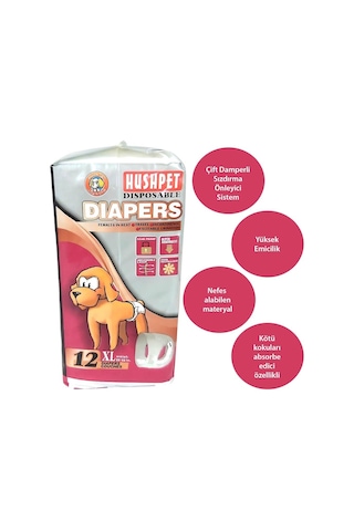 Hushpet Ultra Emici Köpek Külot Çiş Pedi Xl 12li