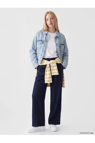 LC Waikiki Xsıde Mavi Gömlek Yaka Kadın Jean Ceket Lıght Blue