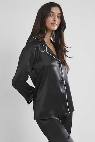Pierre Cardin Saten Pijama Takımı 1200 Siyah Çok renkli