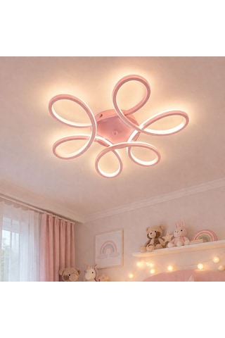 Ömür Avize Stella Modern Tasarım Ledli Pembe Çocuk Odası Avizesi Beyaz