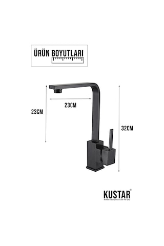 Mix Siyah Kare Mutfak Evye Lavabo Bataryası Aç Kapa Batarya Musluk Siyah