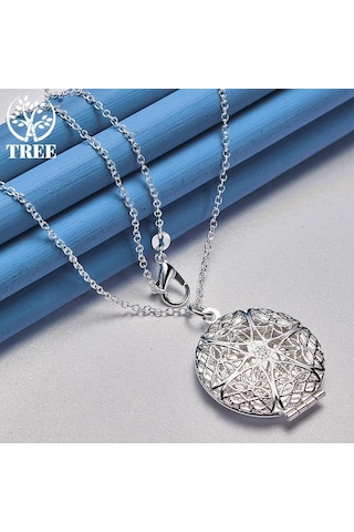 925 Ayar Gümüş Fotoğraf Çerçevesi Kolye Kolye Takı