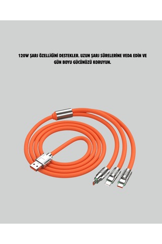 120w Şarj Kablosu, 1.2m Dolaşmaya Dayanıklı Çinko Alaşımlı Usb 0