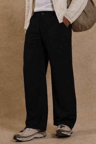 Tarz Cool Erkek Baggy Pantolon Geniş Paça Rahat Kesim Günlük Stil Siyah