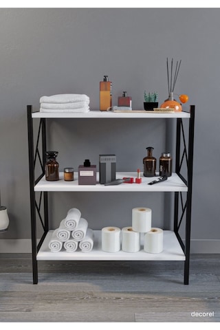 Morpanya Rose Banyo Düzenleyici Banyo Dolabı Çok Amaçlı Dolap 3 Katlı Metal Mutfak Düzenleyici Beyaz