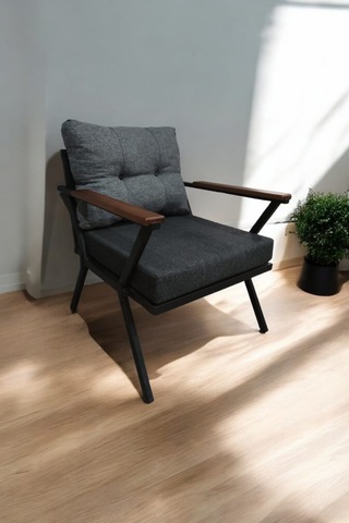 Pilocca Demonte Metal Tekli Bahçe Mobilyası, Antrasit-gri, 60x60 Antrasit  - Gri