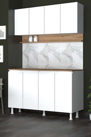140 Cm Venda Mutfak Dolabı, Mini Mutfak Dolabı, Çok Amaçlı Dolap Beyaz