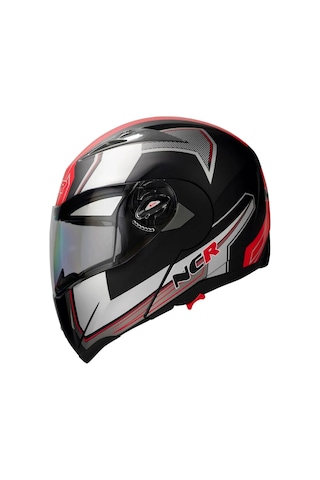 Ncr Çene Açılır Kırmızı Motosiklet Kaskı Vizörlü Ece Belgeli Kırmızı