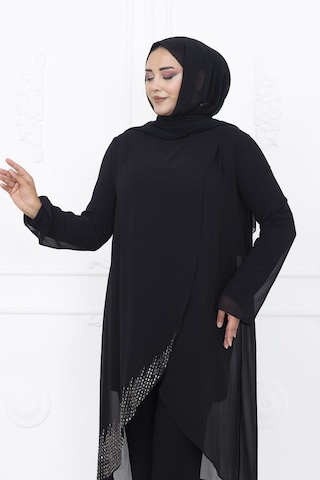 Amine Hüma Esin Abiye Takım Siyah Siyah