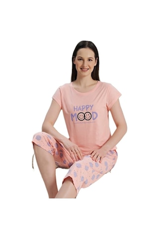 Bipamuk Mare Blu Tasarım Kadın Pijama Takımı Kısa Kollu Kapri S/xl Çok Renkli