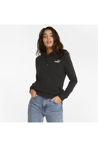Puma Ess+ Embroidery - Kadın Siyah Kapüşonlu Spor Sweatshirt Siyah