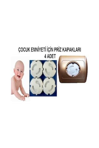 Çocuk Koruma Priz Kapağı 4 Adet Priz Emniyet Kapağı