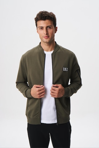 AR-MA Arma Erkek Slim Fit Scuba Su Geçirmeyen Kumaş Basic Kol Cepli Tam Fermuar Kolej Yaka Sweatshirt K28324988301 Haki