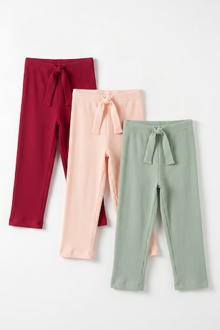Joy Kids Kız Çocuk Ribana Kumaş Desenli-desensiz Organik Pijama 3 Adet Çok Renkli Bordo