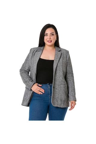 Disentis Büyük Beden Cepli Balıksırtı Blazer Astarlı Ekru Ceket-ekru Ekru