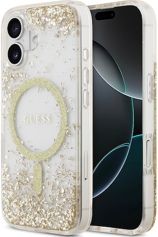 Apple Uyumlu iPhone 17 Kılıf Guess Lisanslı M-safe Özellikli Transparan Resin Bottom Kapak Gold Gold