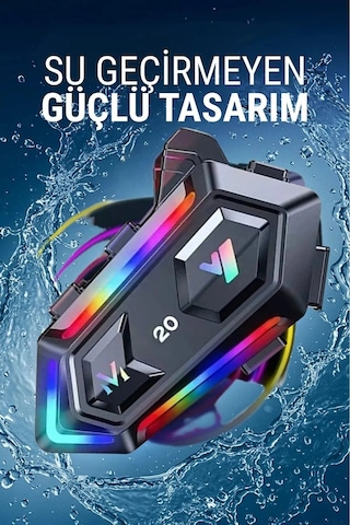 W20 Bluetooth Motosiklet İntercom Kask Rgb Işıklı