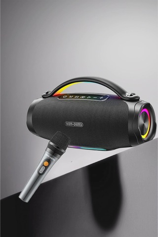 Ven-dens Spk026s 100 W Led Işıklı Bluetooth Hoparlör, 8000 Mah Batarya, 14 Saate Kadar, Siyah