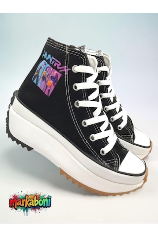 Ellaboni Demon Hunter Huntrix Çizim Baskılı Siyah Bilekli Kalın Yüksek Tabanlı Spor Ayakkabı Sneaker