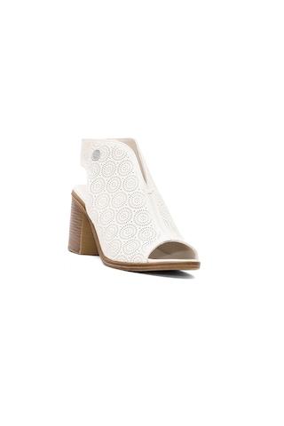 Mammamia D25ys-2915 Kadın Hakiki Deri Topuklu Sandalet Krem Krem