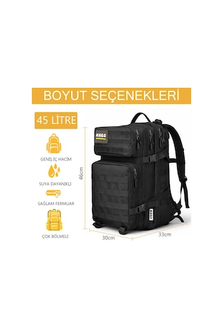 Haegs Askeri Taktik Sırt Çantası, Ordu Derecesinde Sağlam, Ağır H Siyah
