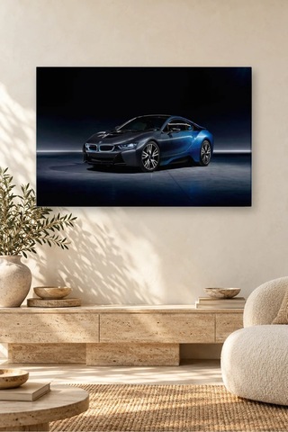 Fida Lacivert Stüdyo Işığında Bmw İ8 Canvas Tablo