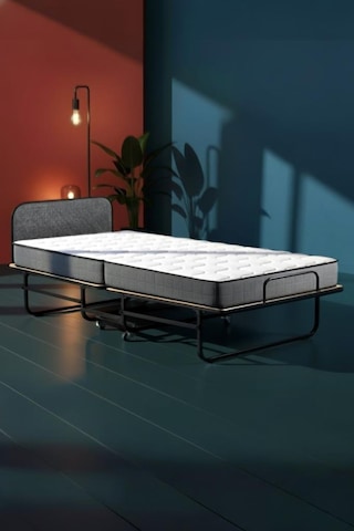 Niron Bonbon Katlanır Yatak 90x200 Cm Metal Karyola, Kapitoneli Metal Başlık, 14 Cm Sünger Yatak