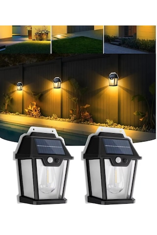2'li Set Hw999 Güneş Enerjili Solar Bahçe Lambası - Solar Lamba