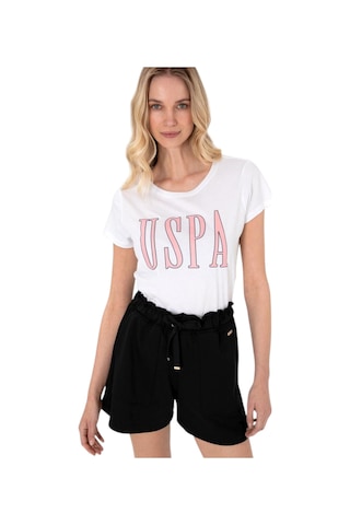 U.S. Polo Assn. Kadın Marka Yazılı T-shirt Beyaz