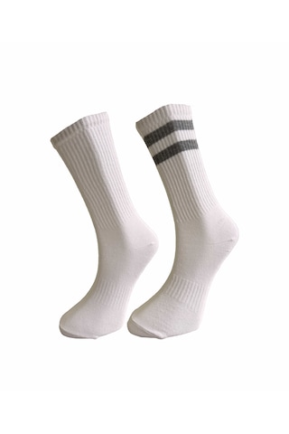 Silk Step 5'li Paket Erkek Spor Çorabı Beyaz Zemin Üzerine, 5 Farklı Çember Detaylı Beyaz