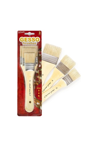 Gesso Boya Fırçası Seti, 3 Fırça Seti, 2, 4 Ve 6 Boylarında, Düz Fırçalar, Gesso, Akrilik, Yağlı Boya, Sulubo