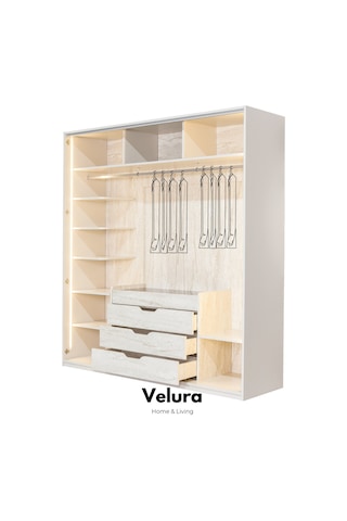 Tress 4 Cam Kapaklı Akordiyon Gardırop Dolap Krem