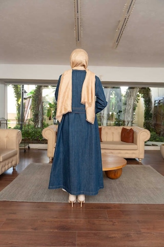 Neways 6655-kuşaklı Denim Ceket Koyu Mavi Koyu Mavi
