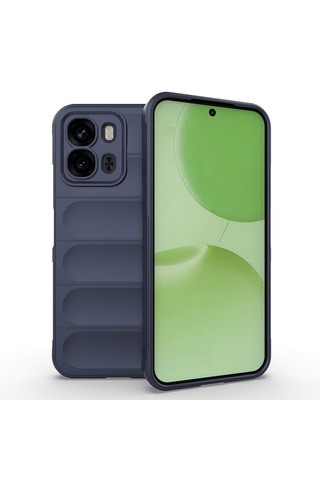 Oppo A6x Kılıf Darbe Emici Leke Tutmaz Esnek Tpu Oyuklu Arka Yüzey Tasarımlı Zore Etnik Silikon Kapak Lacivert