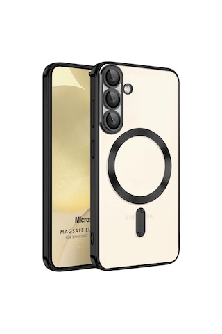 Microsonic Samsung Galaxy Uyumlu A37 Kılıf Magsafe Luxury Electroplate Siyah -