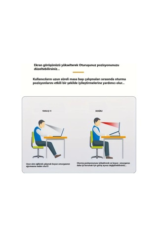 Srfn Ticaret Kademeli Taşınabilir Notebook Yükseltici Standı Gümüş