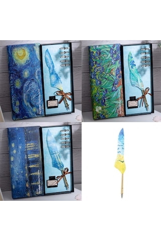Toptan Vang Gogh Temalı Tüylü Divit Kalem Seti Standart
