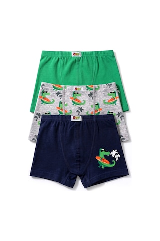 Öts Erkek Çocuk 3 Lü Pamuklu Boxer Baskılı Premium Günlük Kullanım 7814-3 Renkli